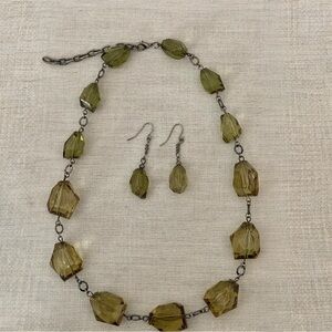 Necklace and Earring costume Jewelry Set Olive Green